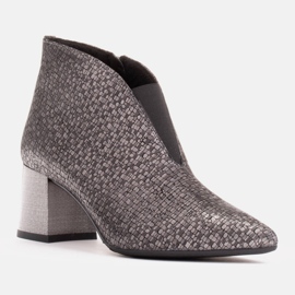 Marco Shoes Bottines fines en cuir argenté avec tige en caoutchouc gris 1