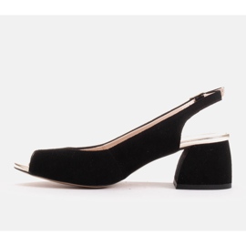Marco Shoes Sandales en daim noir à talon stable le noir 6
