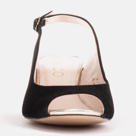 Marco Shoes Sandales en daim noir à talon stable le noir 4