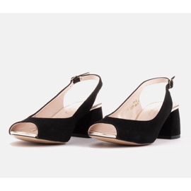 Marco Shoes Sandales en daim noir à talon stable le noir 3
