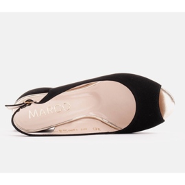 Marco Shoes Sandales en daim noir à talon stable le noir 5