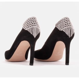 Marco Shoes Escarpins en daim avec cristaux le noir 7