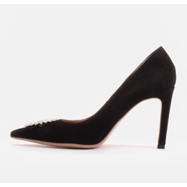 Marco Shoes Escarpins en daim avec ornement en cristal le noir 3