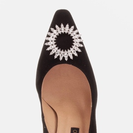 Marco Shoes Escarpins en daim avec ornement en cristal le noir 4