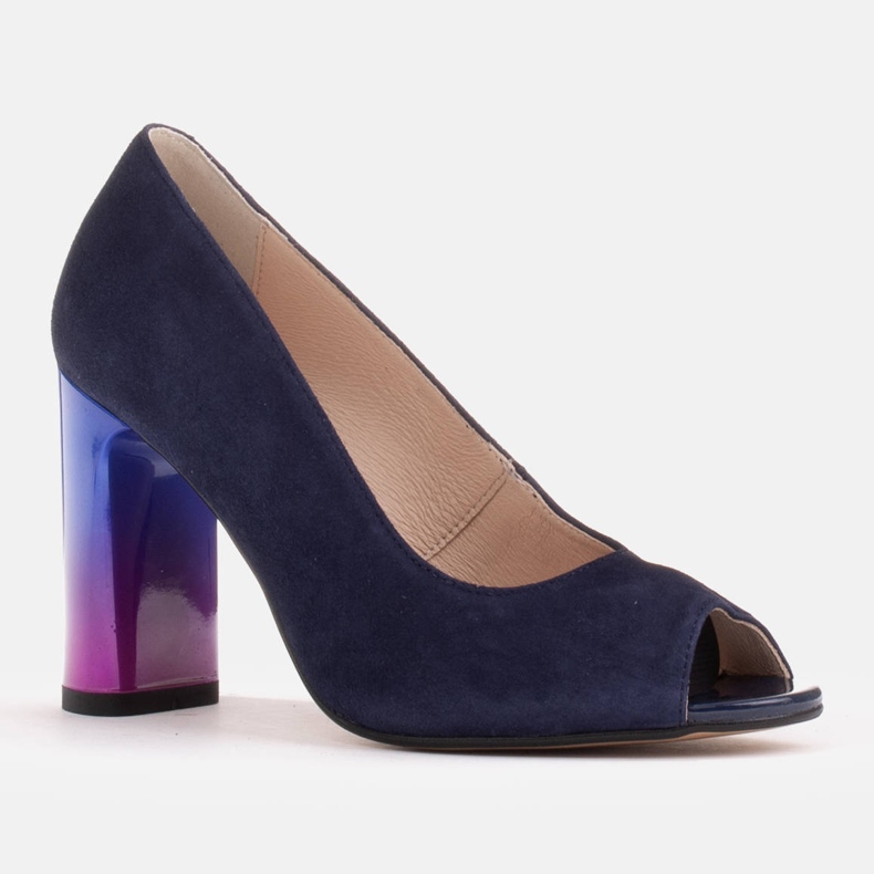 Marco Shoes Escarpins 1100P bleu marine à talon multicolore 1