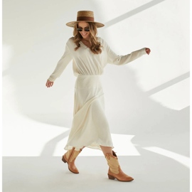 Marco Shoes Santiags en combinaison de cuir et de lin 2186B + J-003-1266-4 beige 2 Marco Shoes Santiags en combinaison de cuir et de lin 2186B + J-003-1266-4 beige 2