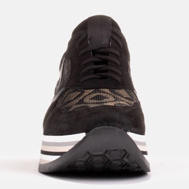 Marco Shoes Baskets à semelle épaisse en daim naturel 2228P-1285-041-001-1 le noir 4