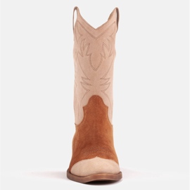 Marco Shoes Santiags en daim brodé 2205B-813-096-1 beige brun 3