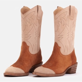 Marco Shoes Santiags en daim brodé 2205B-813-096-1 beige brun 4