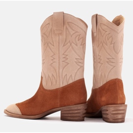 Marco Shoes Santiags en daim brodé 2205B-813-096-1 beige brun 6