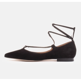 Marco Shoes Ballerines en daim avec bride autour le noir 3