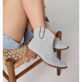 Marco Shoes Santiags en daim avec coutures décoratives 2188B-1281-045-1 bleu gris 4