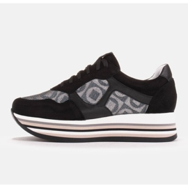 Marco Shoes Baskets à semelle épaisse en daim naturel 2228P-1286-041-001-1 le noir gris 3