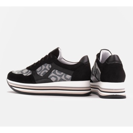 Marco Shoes Baskets à semelle épaisse en daim naturel 2228P-1286-041-001-1 le noir gris 5
