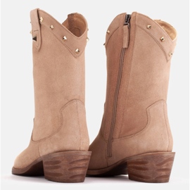Marco Shoes Santiags en daim à jets beige 7