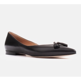 Marco Shoes Ballerines en cuir à franges décoratives noir 1