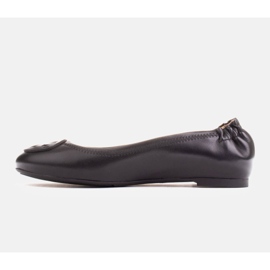Marco Shoes Ballerines avec une décoration en cuir plat le noir 1