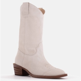 Marco Shoes Santiags sans isolation en suède naturel blanche 1