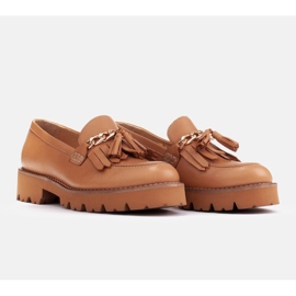 Marco Shoes Mocassins avec une chaîne dorée sur une semelle légère beige 3