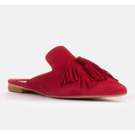 Marco Shoes Chaussons à franges décoratives rouge 1