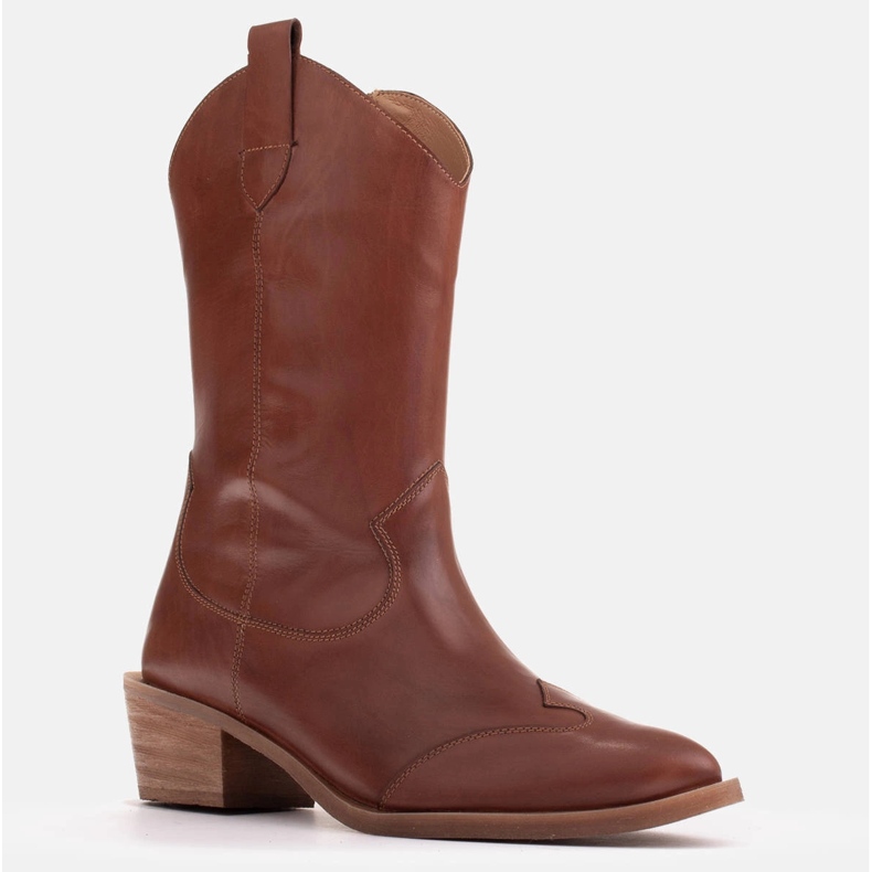 Marco Shoes Santiags cuir grainé marron 1598B-003-1 BP brun 1