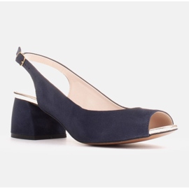 Marco Shoes Sandales en daim bleu marine avec un talon stable 1
