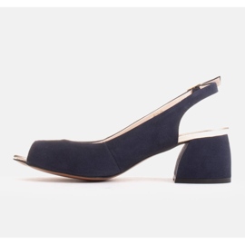 Marco Shoes Sandales en daim bleu marine avec un talon stable 5