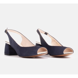 Marco Shoes Sandales en daim bleu marine avec un talon stable 4
