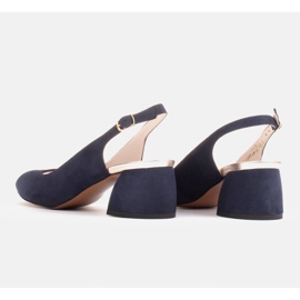Marco Shoes Sandales en daim bleu marine avec un talon stable 3
