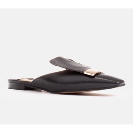 Marco Shoes Babouches en cuir naturel noir 1