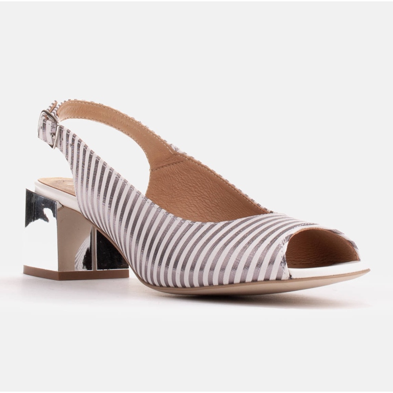Marco Shoes Sandales confortables pour femmes avec un cuir intéressant blanche multicolore argent 1