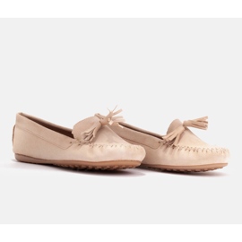 Marco Shoes Mocassin ballerine en daim beige 4