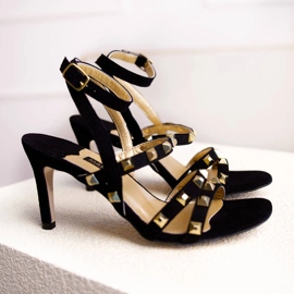 Marco Shoes Sandales en daim noir avec clous décoratifs le noir 3