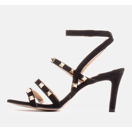 Marco Shoes Sandales en daim noir avec clous décoratifs le noir 5