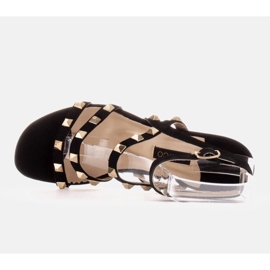 Marco Shoes Sandales en daim noir avec clous décoratifs le noir 7