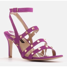 Marco Shoes Sandales en daim avec clous décoratifs violet rose 2