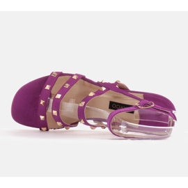 Marco Shoes Sandales en daim avec clous décoratifs violet rose 5
