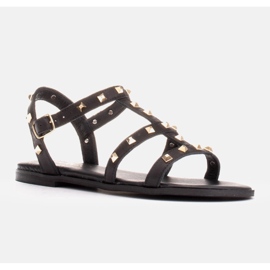 Marco Shoes Sandales en cuir à clous dorés le noir 1 Marco Shoes Sandales en cuir à clous dorés le noir 1