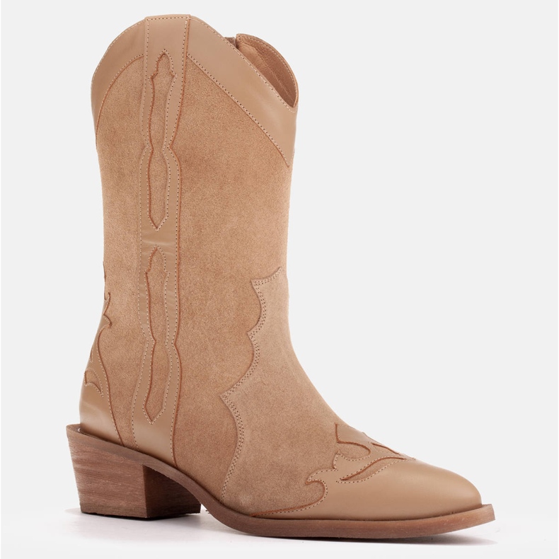 Marco Shoes Bottes en daim naturel avec éléments en cuir beige 1