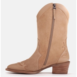 Marco Shoes Bottes en daim naturel avec éléments en cuir beige 3