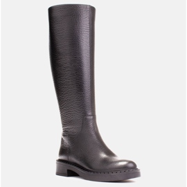 Marco Shoes Bottines petit talon en cuir embossé noir 1