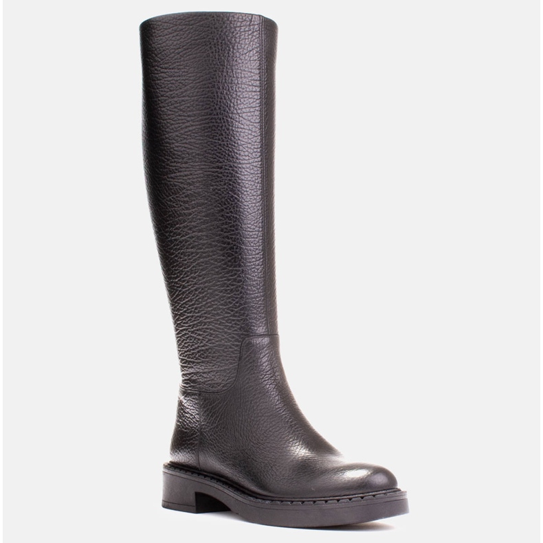 Marco Shoes Bottines petit talon en cuir embossé noir 1