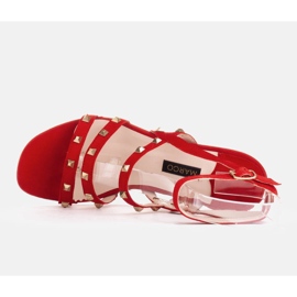 Marco Shoes Sandales en daim avec clous décoratifs rouge 2