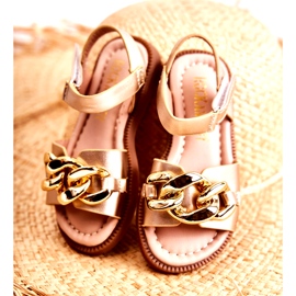FR1 Sandales Enfant Avec Velcro Layra Doré 2
