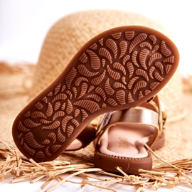 FR1 Sandales Enfant Avec Velcro Layra Doré 3