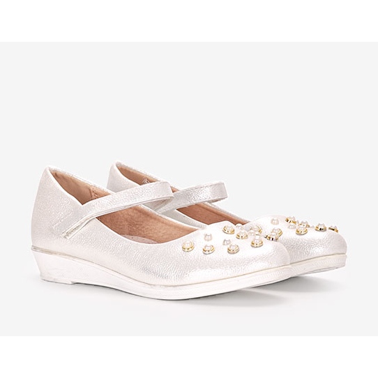 Ballerines enfant blanches avec perles Silva 1