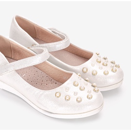 Ballerines enfant blanches avec perles Silva 2