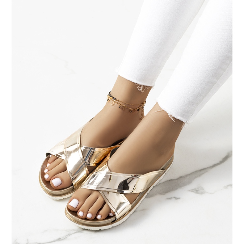 Chaussons femme Nicolay dorés 1