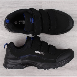 Chaussures de trekking avec velcro imperméables noires et bleues American Club le noir 1