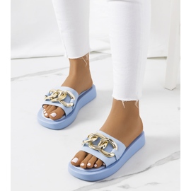 Babouches bleues avec chaîne Bragg 1